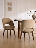 Fine Chenille Sand Beige Dark Wood Leg