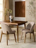 Textured Boucle Weave Dark Natural Dark Wood Leg
