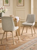 Chenille Stripe Moss Green Light Wood Leg