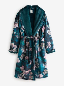 B by Ted Baker Teal Blue Floral Cosy Robe
