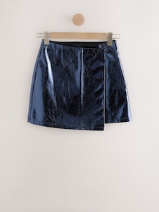 Next כחול כהה - חצאית מיני מעור מלאכותי באפקט מטאלי