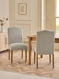 Moss & Cream Chenille Stripe Oak Effect Leg