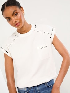 Lipsy White Stud Crew Neck T-Shirt