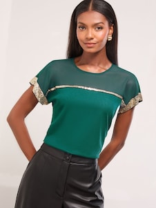Lipsy Teal Green Crew Neck T-Shirt