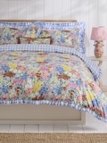 Volante con estampado floral de bígaro en azul aciano