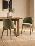 Relaxed Chenille Light Olive Green Mid Wood Leg