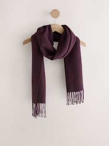 Next Berry Red Premium Made in Italy Midweight Scarf with Containing Wool