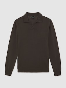 Reiss, חולצת פולו מצמר מרינו עם צווארון פתוח, דגם Milburn