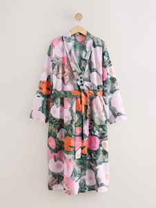 Next Pink Benjamin Macgregor Scene Print Satin Dressing Gown