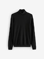 Black Regular Fit Cotton Rich Roll Neck Jumper