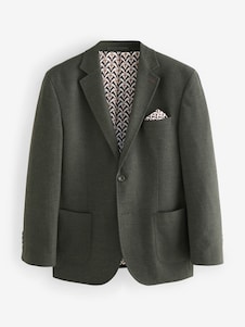 Next ירוק חאקי - גזרה רגילה - בלייזר מחוייט מבד ארוג