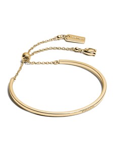 COACH Gold Tone Signature Interlock Bangle Bracelet
