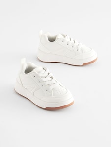 Next White Brite Standard Fit (F) Elastic Lace Trainers