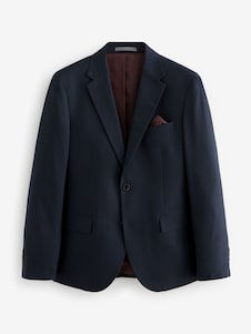 Next כחול כהה - גזרה צרה - חליפה עם טקסטורה: ז'קט