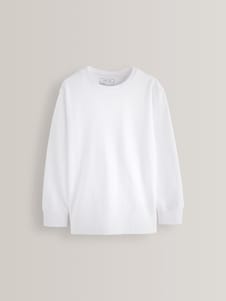 Next לבן - חולצת טי נוחה עם שרוולים ארוכים (גיל 3 עד 16)
