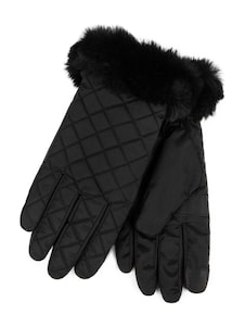 Totes Black SmarTouch Water Repellent Padded Gloves With Fur Cuff