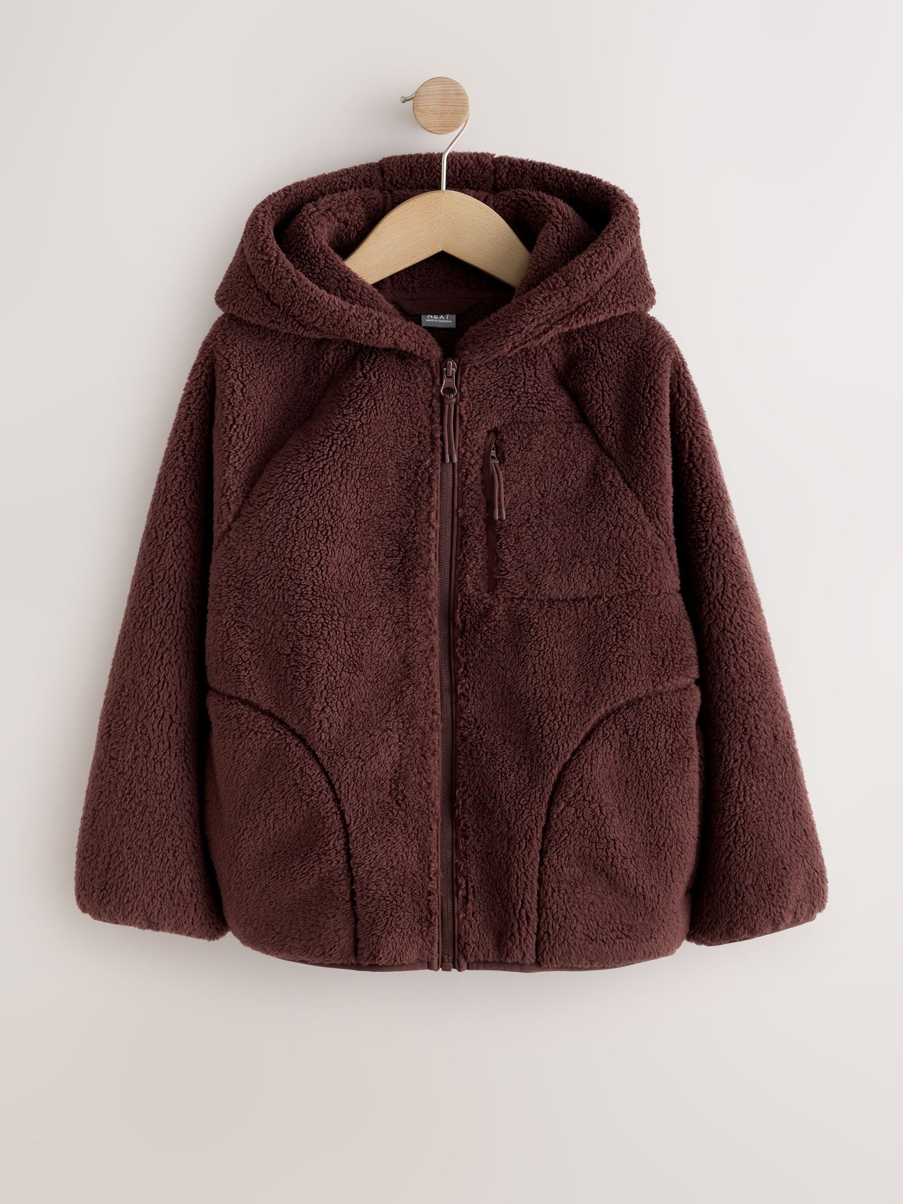 Chocolate Brown Zip Up Hooded Fleece Jacket (3-16yrs)