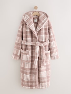 Next Pink Check Teddy Robe