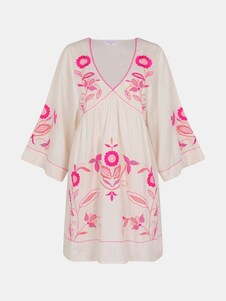 Accessorize Cream Palm Print Tie-Front Midi 100% Cotton Sundress