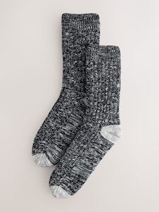 Next צבע שחור עם בטנת בד טדי בעיטור פיתול - מארז 2 זוגות גרבי בית