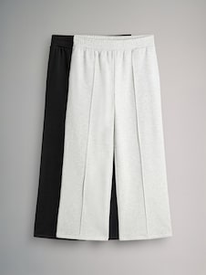 שחור/אפור - The Set מארז של 2 זוגות מכנסי טרנינג בגזרה רחבה בעיטור קפל תפור