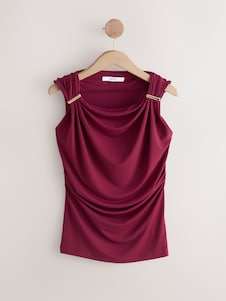 Next בורדו - חולצה ללא שרוולים באפקט נשפך ובעיטור מתכת
