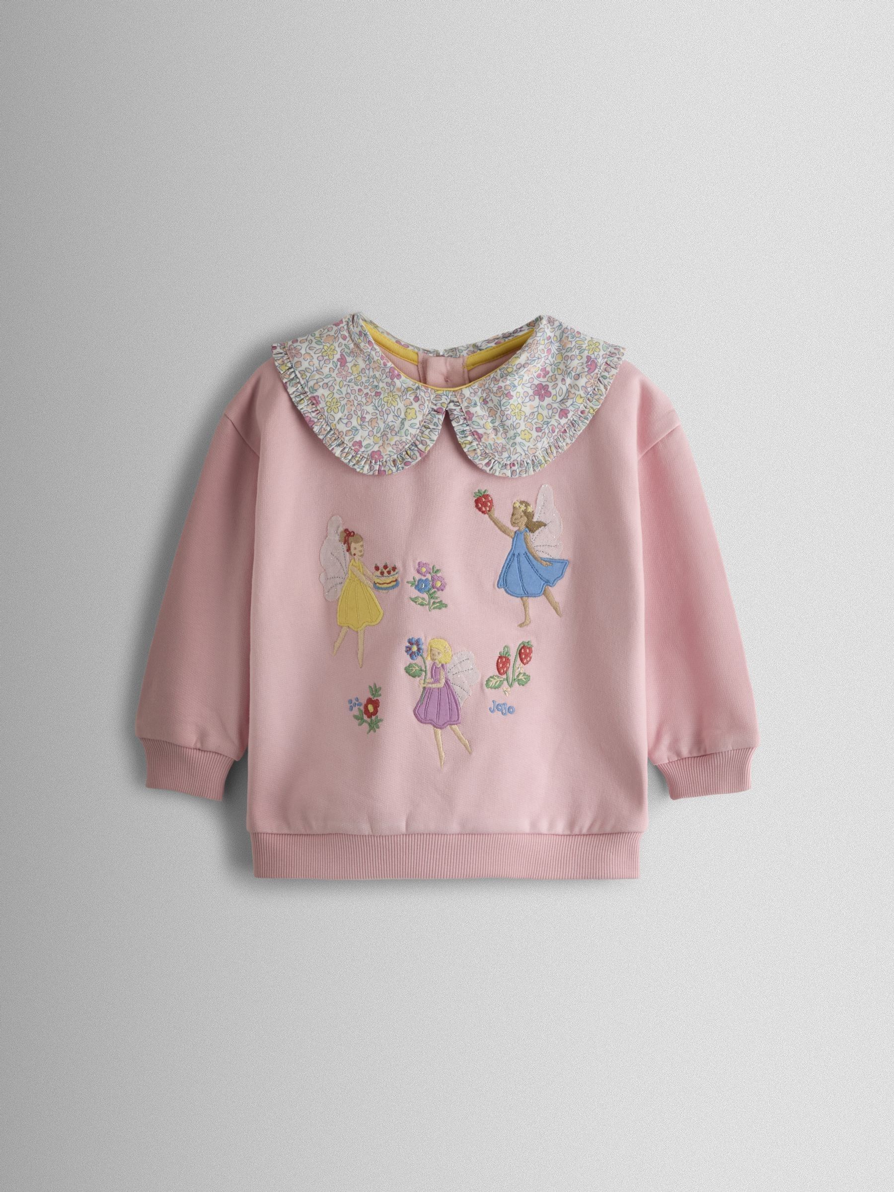 JoJo Maman Bébé Pink Fairy Appliqué Collared Sweatshirt