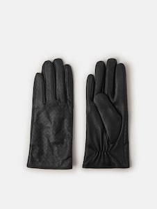 Accessorize Black Woven Leather Gloves