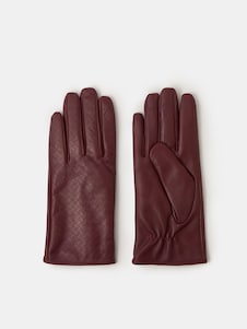 Accessorize Red Woven Leather Gloves