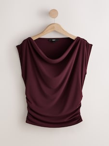 Next אדום בורגנדי - חולצה באפקט נשפך ללא שרוולים