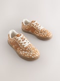 Braun Leder mit Hirsch-Print