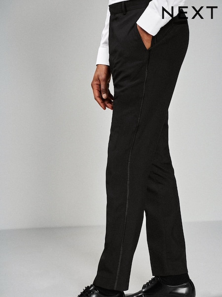 Black Tape Detail Slim Fit Tuxedo Suit Trousers (100392) | £35