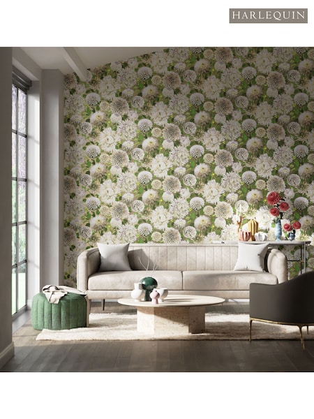 Harlequin White Dahlia 10.05M Wallpaper (100670) | £128