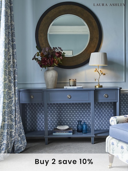 Laura Ashley Dusky Seaspray Henshaw 3 Drawer Triple Console Table (101225) | £1,045