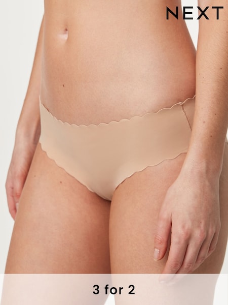 Pastel Rose Nude Brazilian No VPL Scallop Edge Knickers (102126) | £8