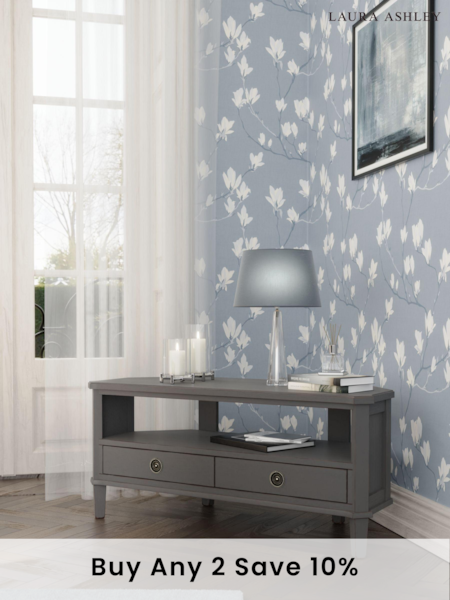 Laura Ashley Pale Charcoal Henshaw 2 Drawer Corner TV Stand (103497) | £725