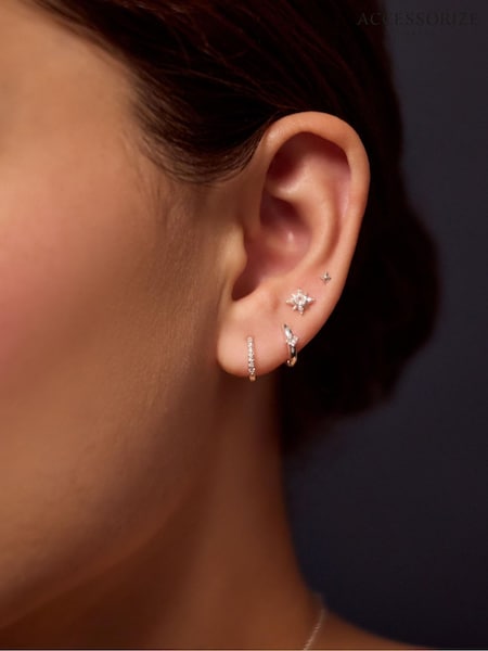 Silver Tone - Accessorize Celestial Stud & Hoop Earrings 4 Pack