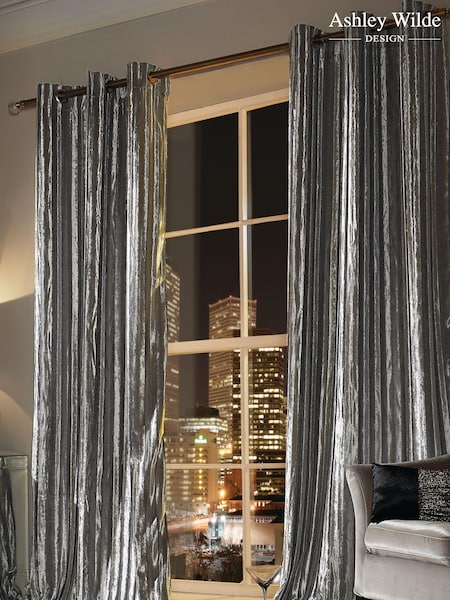 Ashley Wilde Silver Eyelet Curtains (103585) | £77 - £160