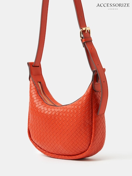 Orange - Accessorize Woven Scoop Cross-body Bag