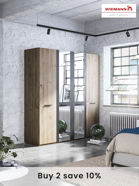Wiemann Oak Jenson Matt and Mirror Semi Fitted 4 Door Wardrobe (103786) | £965