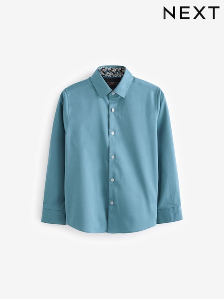 Teal Blue Long Sleeve Long Sleeves Smart Trimmed Shirt (3-16yrs) (103974) | £13 - £18
