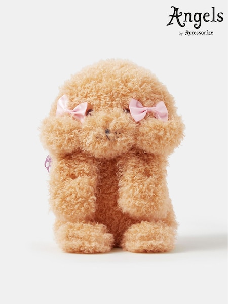 Brown - Angels By Accessorize Fluffy Dog Backpack