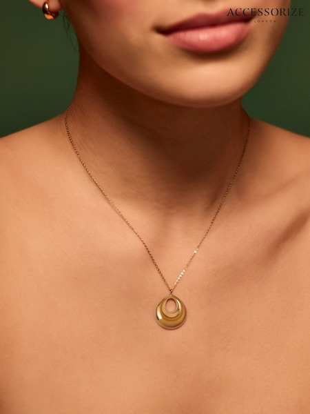 Gold Tone - Accessorize Stainless Steel Open Circle Pendant Necklace