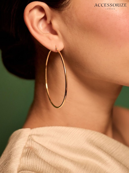 Gold Tone - Accessorize Stainless Steel Hoop Earrings