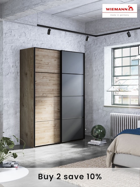 Wiemann Oak Jenson Wood and Matt Sliding Semi Fitted 1.5m Sliding Wardrobe (104735) | £1,055