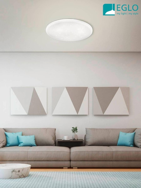 Eglo White Frania 33cm Metal And Plastic With Crystal Effe Flush Ceiling Light (104849) | £36