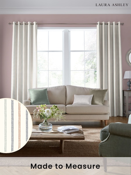 Laura Ashley Apricot Candy Stripe Made to Measure 100% Cotton Curtains (104882) | £100