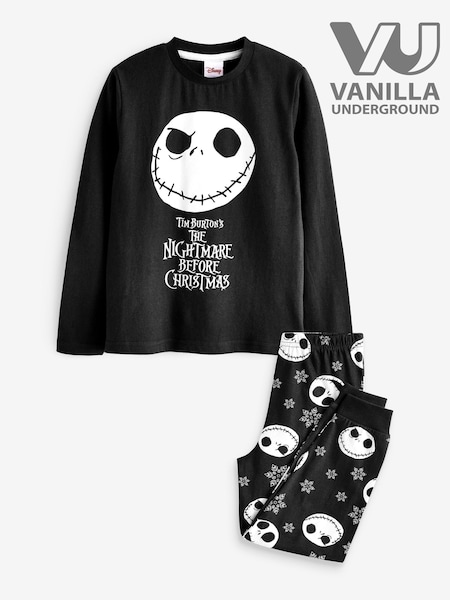 Vanilla Underground Black Disney The Nightmare Before Christmas Kids Long Sleeve Long Leg 100% Cotton Pyjamas Set (105334) | £17