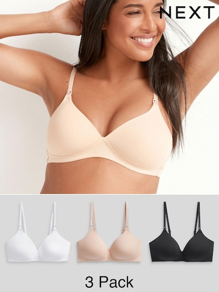 Black/White/Pastel Rose Nude Pad Non Wire Nursing Cotton Blend Ultimate Comfort Bras 3 Pack B-G (105563) | £40