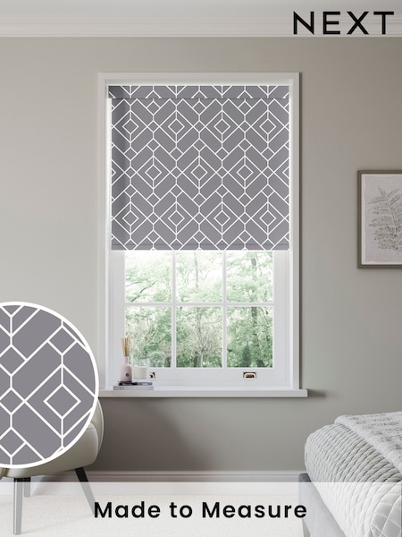 Grey Lattice Geo Made to Measure Roller Blinds (105764) | £57